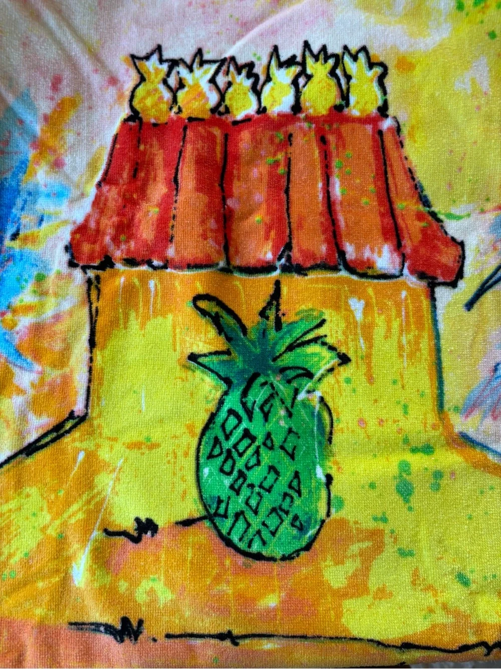 TWO! Leoma Lovegrove Tropical Beach Towel Pineapple Tropical Art 70x34